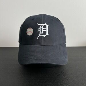 Vintage Detroit Tigers Hat Cap Strap Back Adjustable Navy Blue MLB Baseball